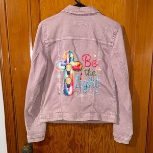 Maurices Pink Embroidered Jean Jacket